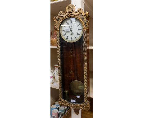 A 19th Century mahogany single weighted 8 day Vienna wall clock with Regency gilt style door Roman numerals