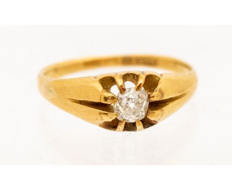 A late Victorian diamond and 18ct gold solitaire ring, set with an old cut diamond, approx 0.30ct,  size Q, total gross weigh