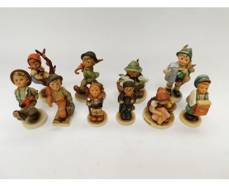 Goebel/MJ Hummel - A collection of various figurines, all children to include; Little Hiker, Postman, The Traveller, Strollin