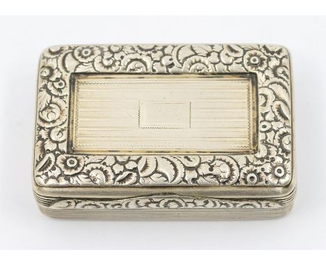 A George III silver snuff box, reeded sides, the cover chased with a foliate border, gilt interior, hallmarked by Thomas Edwa