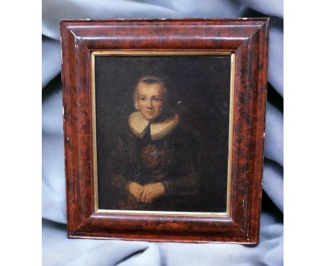 Dutch School (17th Century) Half length portrait of a seated woman wearing white ruff and cap oil on canvas laid on panel, 34