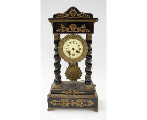 A 19th Century Italianate ebonised and gilt metal mantle clock&nbsp;