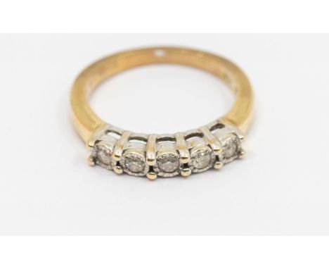 A diamond set 9ct gold half eternity ring, comprising five illusion set diamonds, size L, total gross weight approx 2.8gms   