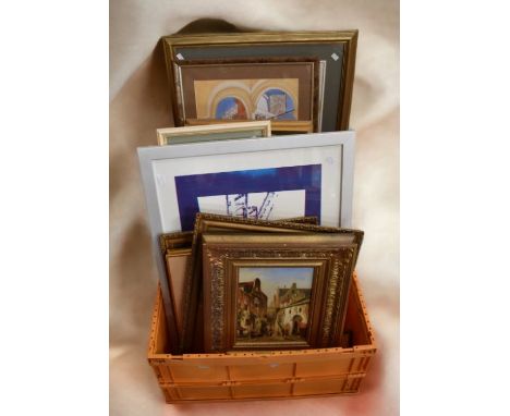 A large collection of mixed paintings, prints and others to include; an L. Roth (Dutch 20th Century) Oil on Board, a W.H. Ver