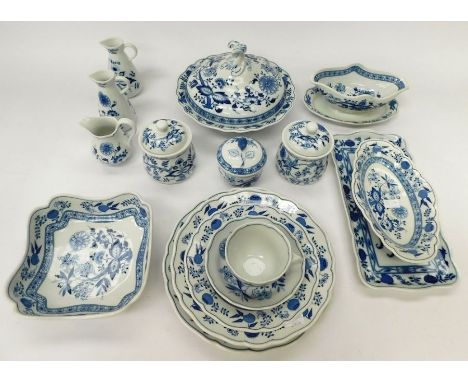 A large collection of mid 20th century German Hutschenreuther porcelain blue and white dinner and tea/coffee service
