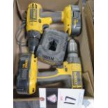 DeWalt 18 Volt Cordless Drills (2) w/ Charger (SOLD AS-IS - NO WARRANTY)
