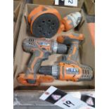 Ridgid Cordless Drills (2) and Cordless Orbital Sander (SOLD AS-IS - NO WARRANTY)