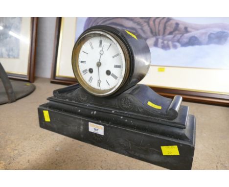 Slate mantel clock, 35 cm long, 24 cm high