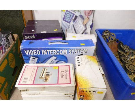 Household accessories, picture light, video intercom system, speaker system, Amstrad Emailer Plus telephone, fan heater etc (