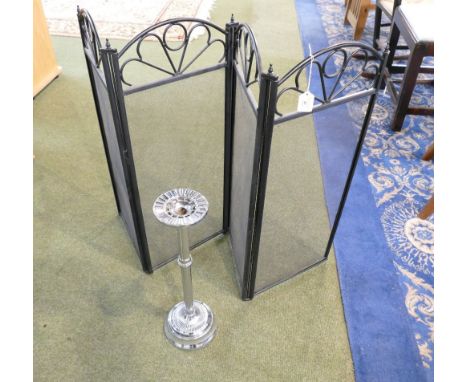 Folding firescreen, 76 cm high, 128 cm fully extended, and a smokers companion 