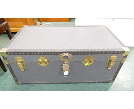 Grey vintage travel trunk 