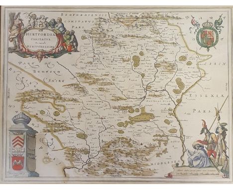 A map of Hertfordshire, 39 x 50 cm, and a Morden (Robert) map of Somerset 36 x 43 cm (2)Some light staining, see images 