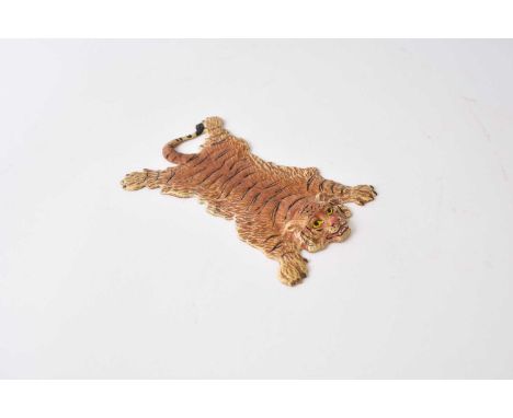 After Franz Bergman, a cold painted bronze tiger skin rugThe underside with FB stamp11.5cmCondition:Good overall, negligible 