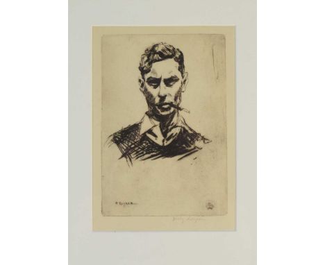 ARR Henry Rayner (Australian-British 1902-1957) King George VI, signed lower right, drypoint etching, 18.2 x 12.4 cm (PL), fr
