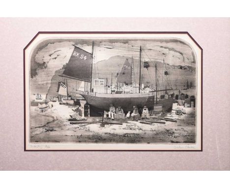ARR Graham Clarke (b.1941) Industry, signed lower right, numbered 3/100, etching, 34.5 x 54.5 cm (PL), frame 61 x 81 cm, toge