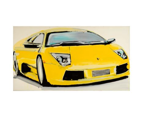 Tatjana Doll (b. 1970)"CAR_Lamborghini Yellow"Enamel on canvasSigned and dated Mai 2008With certificate of authenticity from 