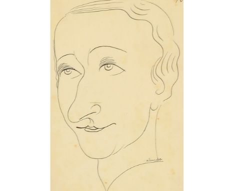 Almada Negreiros (1893-1970)Untitled (Palmira Bastos portrait)Ink on paperSigned (small oxidation spots)16,6x11,4 cm