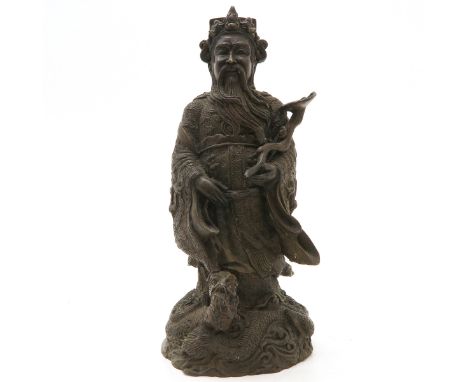 bronze, man on dragon, 30 cm. tall. 