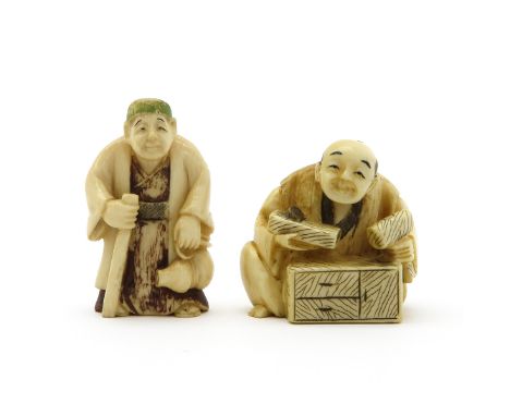 carved Netsukes, 5 cm. tall., marked on the bottom, this item may not be shipped outside the European Union.