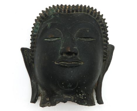 bronze Buddha head, 19 cm. tall.
