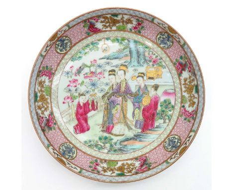 polychrome decor, ruby back, 21 cm. diameter. 