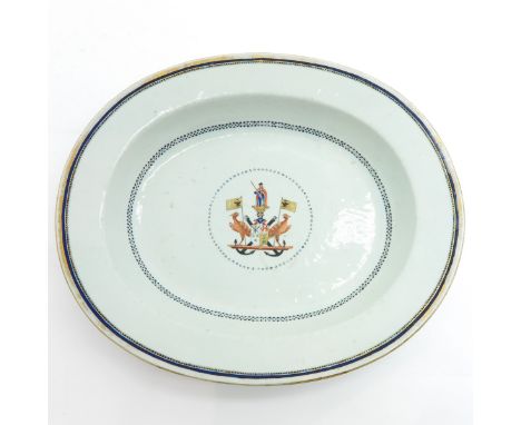 oval, blue and white decor, depicting coat of arms, 38 x 32 cm.