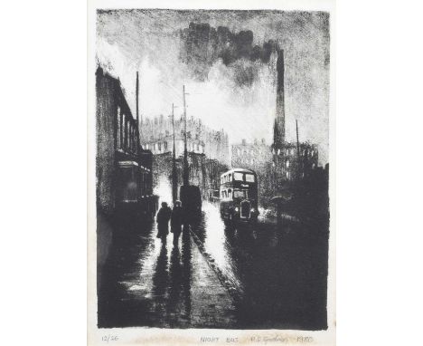Reg Gardner (British 1948-) "Night Bus" Signed, titled and dated 1980 in pencil in the margin, numbered 12/26, lithograph.27 