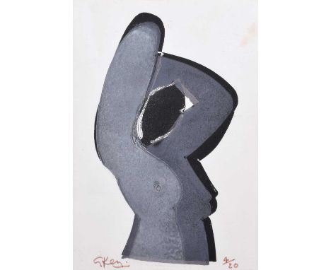 Geoffrey Key (British 1941-) "Stretching Figure" Signed and numbered 4/20, woodcut.16 x 11cm (framed 36.5 x 31.5cm)Artists’ R