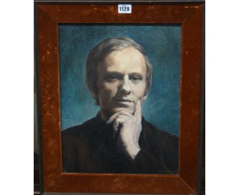 Bronislaw Chromy (20th century), Portrait of Father Jerzy Popieluszko, oil on canvas, 39.5cm x 30.5cm.
