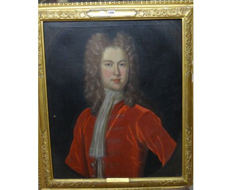 English School (18th century), Portrait of William Helyar, eldest son of Mr Helyar of Canonteign, oil on canvas in a feigned 