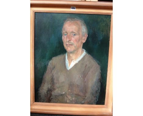 Peter Kuhfeld (b.1952), Portrait of Roger Lockyer, oil on canvas, 63cm x 50cm.; together with a pencil preparatory sketch of 