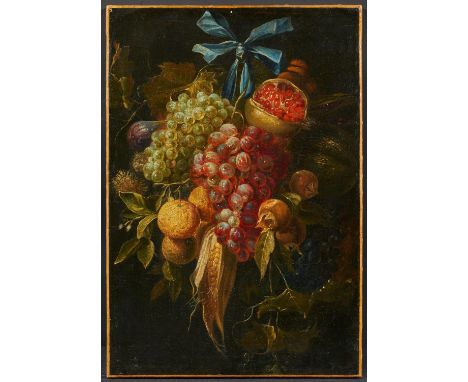 VAN SON, JORISAntwerpen 1622 - 1667UmkreisTitel: Herbstliches Früchte-Gebinde. Technik: Öl auf Leinwand. Montierung: Doublier