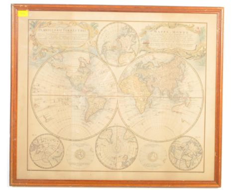 A vintage 20th century Mappa Monde print of an 18th Century map. The map contained the known world at the time with latitude,