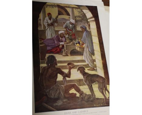 A FOLDER OF VINTAGE UNFRAMED MACMILLAN &amp; CO PRINTS ETC