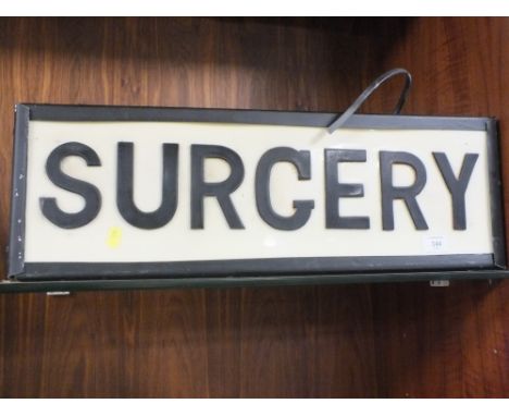 A VINTAGE ILLUMINATING BOX SIGN - SURGERY - W 63 CM H 21 CM 