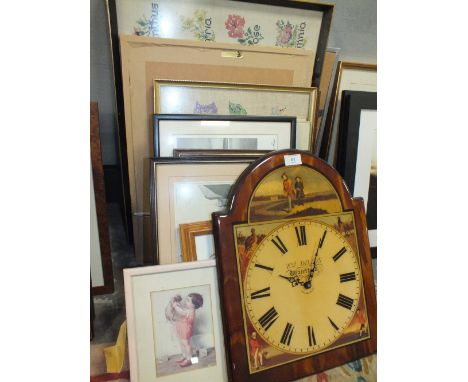A QUANTITY OF ASSORTED PICTURES AND PRINTS TO INCLUDE A MODERN SCOTT OLSON PRINT, VINTAGE CROSS STITCHES AND NEEDLEWORKS TO I