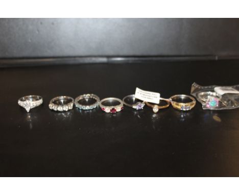 EIGHT SILVER DRESS RING TO INCLUDE A PACKAGED EXAMPLE 