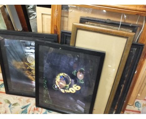 A COLLECTION OF VINTAGE AND MODERN PICTURE FRAMES TO INCLUDE EBONISED AND PINE FRAMES, TOGETHER WITH A SMALL QUANTITY OF MODE