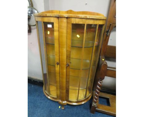 A VINTAGE WALNUT CHINA CABINET