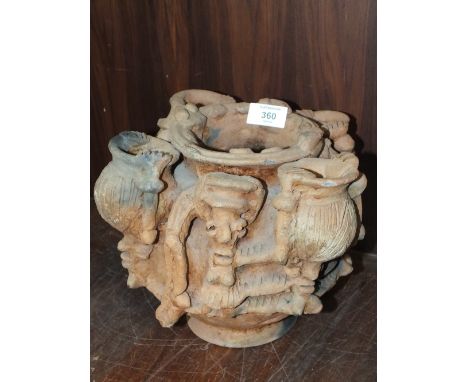 A VINTAGE TERRACOTTA FOLK ART POT 