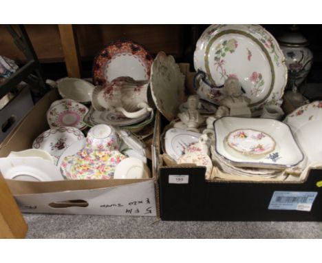 TWO TRAYS OF ASSORTED CERAMICS TO INCLUDE SPODE, ROYAL DOULTON, MATT FINISH BUSTS ETC