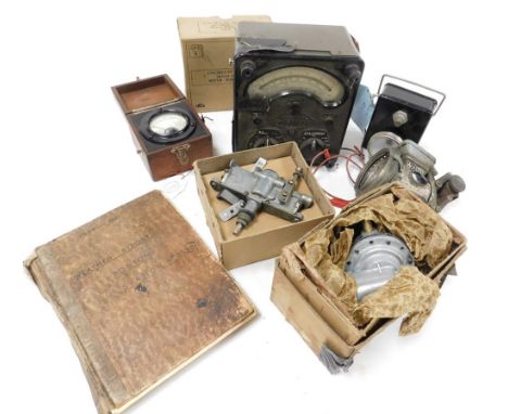 A Trico wiper windscreen motor suction, Universal avometer, Lucas Silver King bicycle lamp, and other collectables. (a quanti