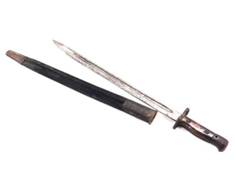 A 1907 patent bayonet, by Wilkinson, GR proof mark, with scabbard.