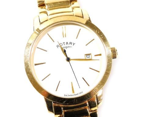 A Rotary Dolphin standard gentleman's gold plated wristwatch, circular dial with centre seconds, date aperture, on a plated b