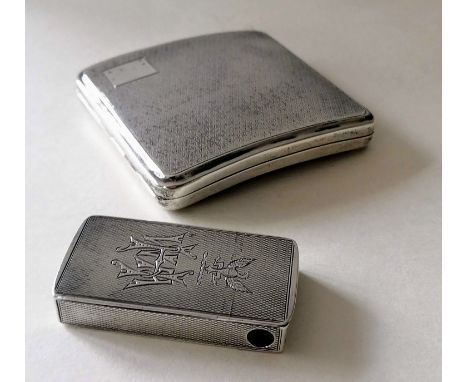 A Victorian silver vesta and cutter combination box with engine turned decoration, initialled, retailed by Jenner &amp; Knews