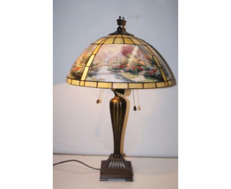 Thomas Kinkade's '' Lamplight Bridge'' table lamp by The Bradford Editions,  Approximately 62cm Height with COA