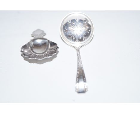 Vintage Silver , George V Sugar Sifter & Tea Caddy Spoon Sifter: Sheffield, Thomas Bradbury & Sons, 1919, 19gCaddy Spoon: She
