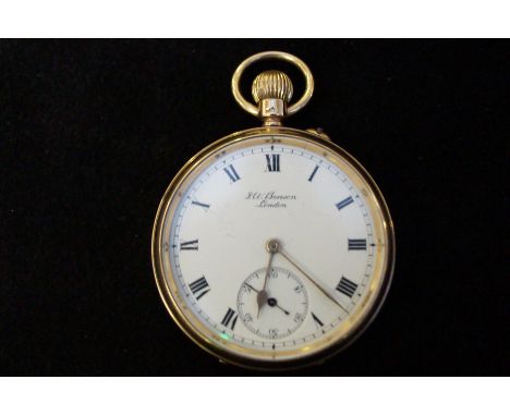 9 carat gold cased open faced pocket watch by J.W Benson of London, weight 82 grams  