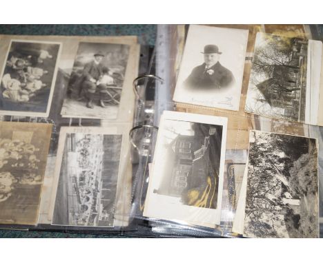 Large album all one wealthy Scottish family, photographs, postcards, board back, connection to Hamilton &amp; Glasgow. (see m