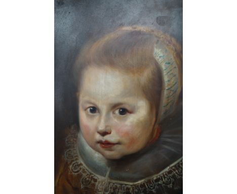 After Cornelis De Vos (1585 - 1651), oil on panel; portrait of a girl (member of the Van Houten family), 33cm x 55cm (additio